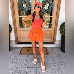 FP Movement Free People Way Home Skortsie Neon Orange Pink Tennis Workout Dress